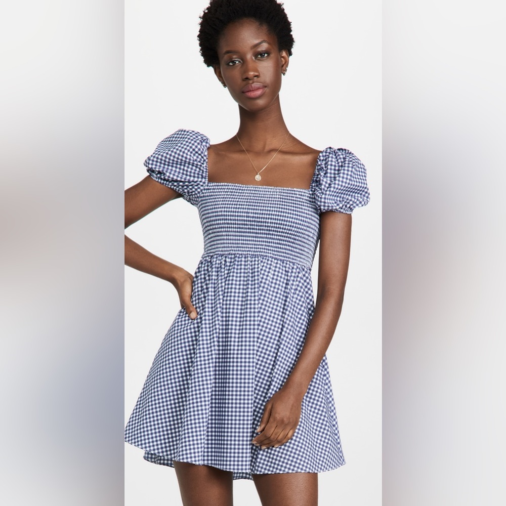 Caroline Constas BLUE GINGHAM MINI DRESS